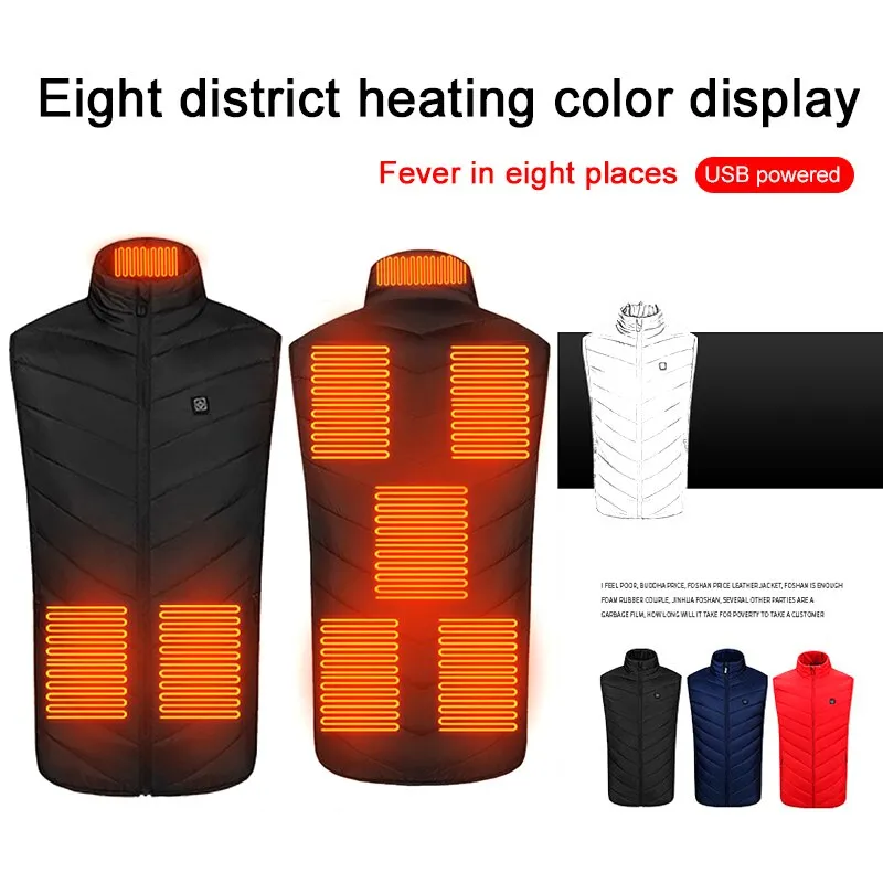 8/4 Areas Heated jacket Usb Smart Washable Heating Warm Vest Size