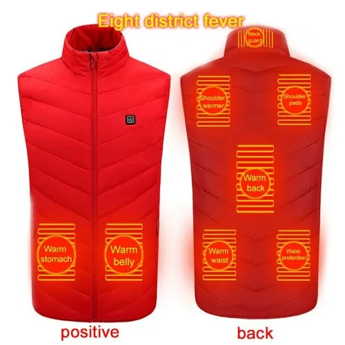 8/4 Areas Heated jacket Usb Smart Washable Heating Warm Vest Size