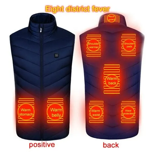 8/4 Areas Heated jacket Usb Smart Washable Heating Warm Vest Size