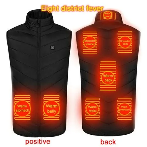 8/4 Areas Heated jacket Usb Smart Washable Heating Warm Vest Size