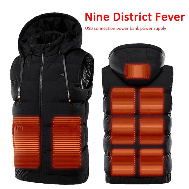 9 Areas Heated Vest Intelligent Temperature Control USB Charging