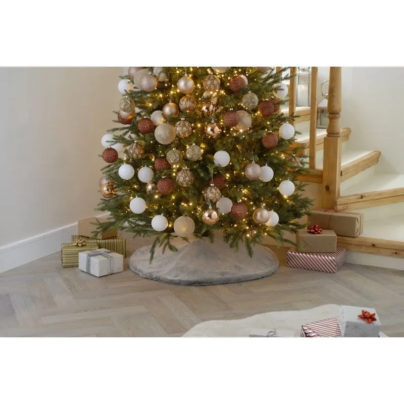 90cm Christmas Tree Skirt Faux Fur Grey