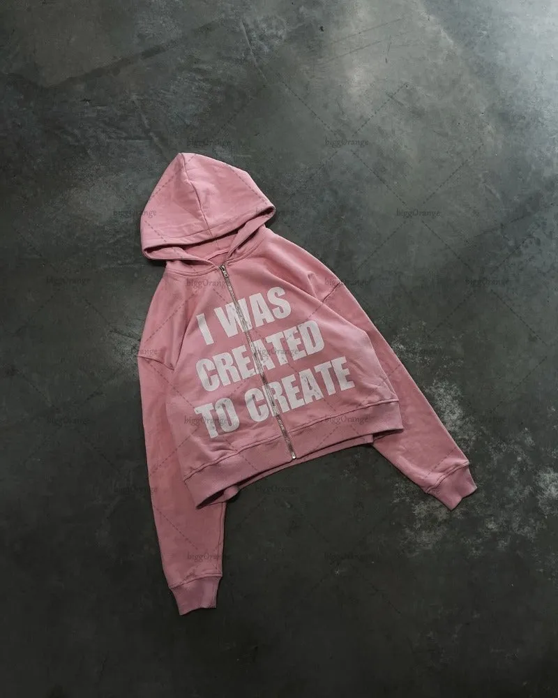 Advbridge 2024 Trendy Street Trend Brand Clothing Hip-hop Punk Style Letter Print Zipper Hoodie Men Pink Casual Retro Oversized Sweatshirt