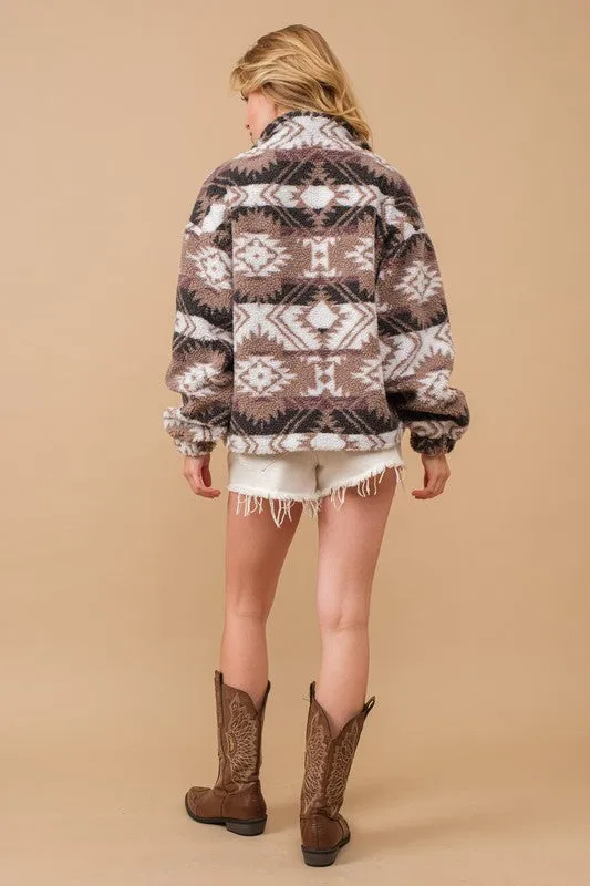 Aztec Teddy Mock Neck Pullover