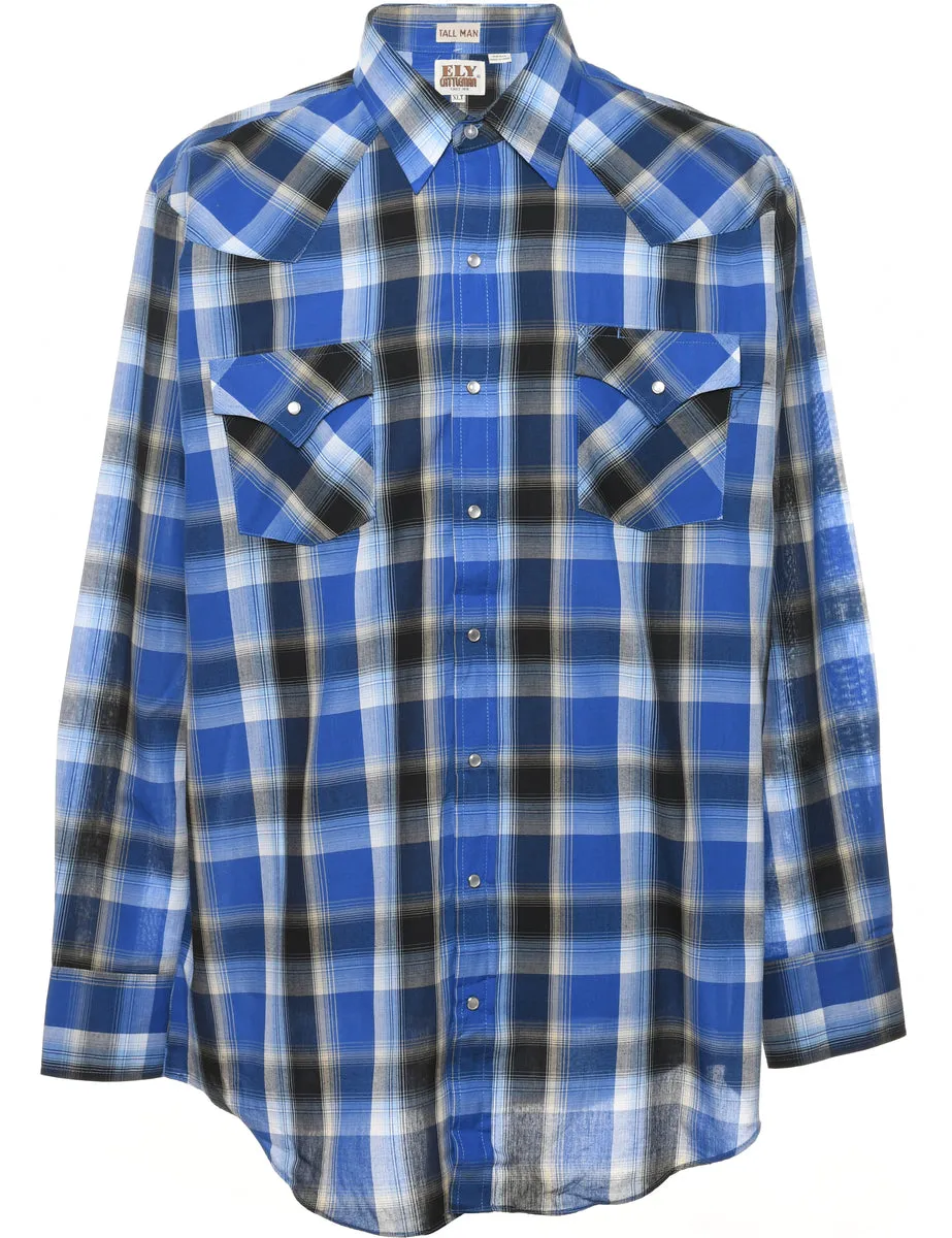 Blue & Black Classic Checked Shirt - XL