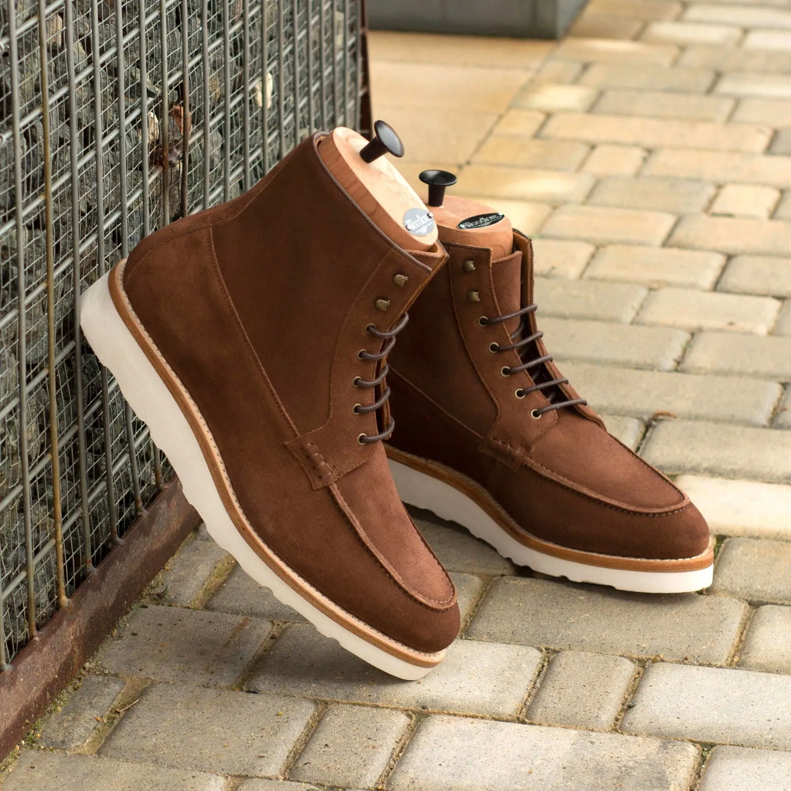 Brown Suede Moc-Toe Boots