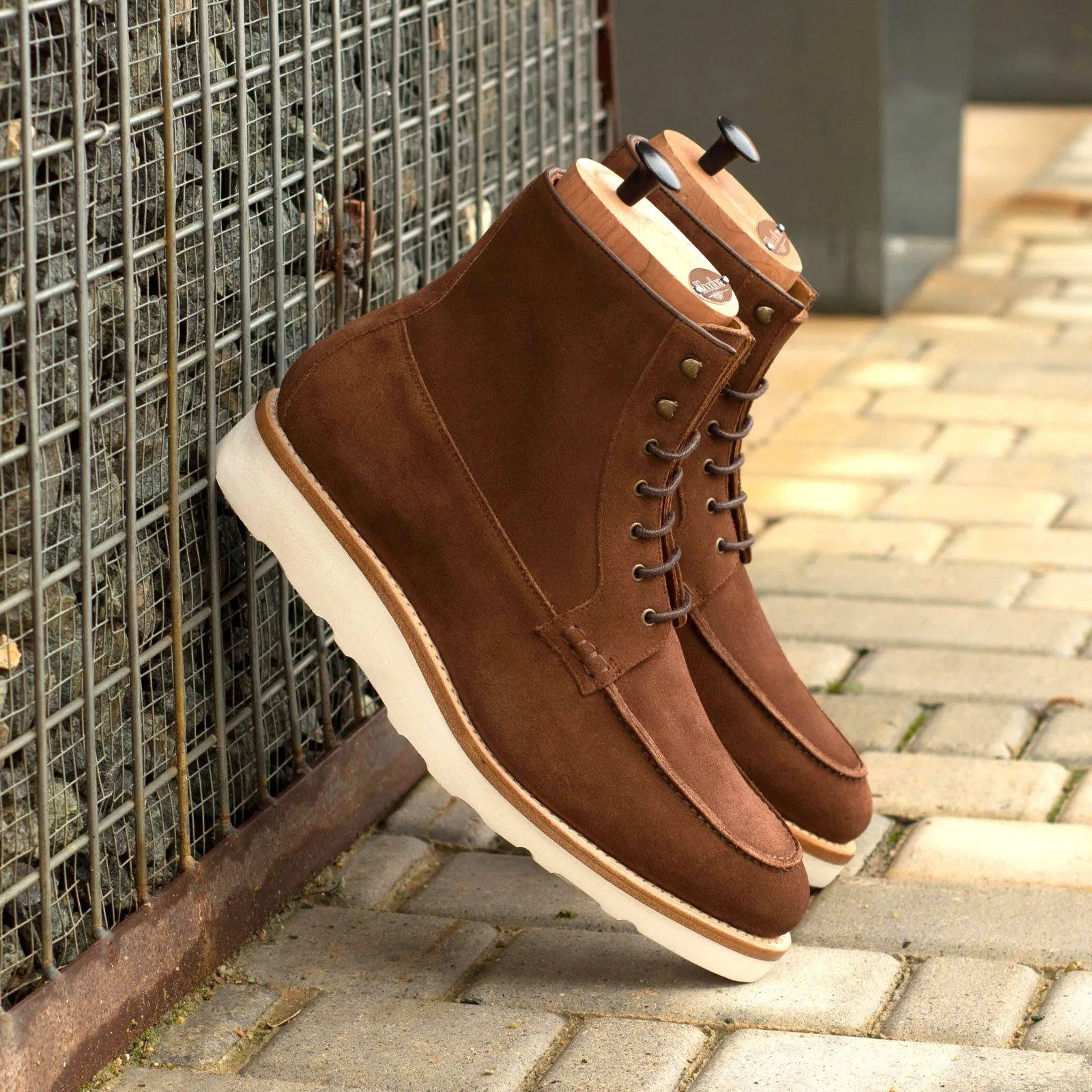 Brown Suede Moc-Toe Boots