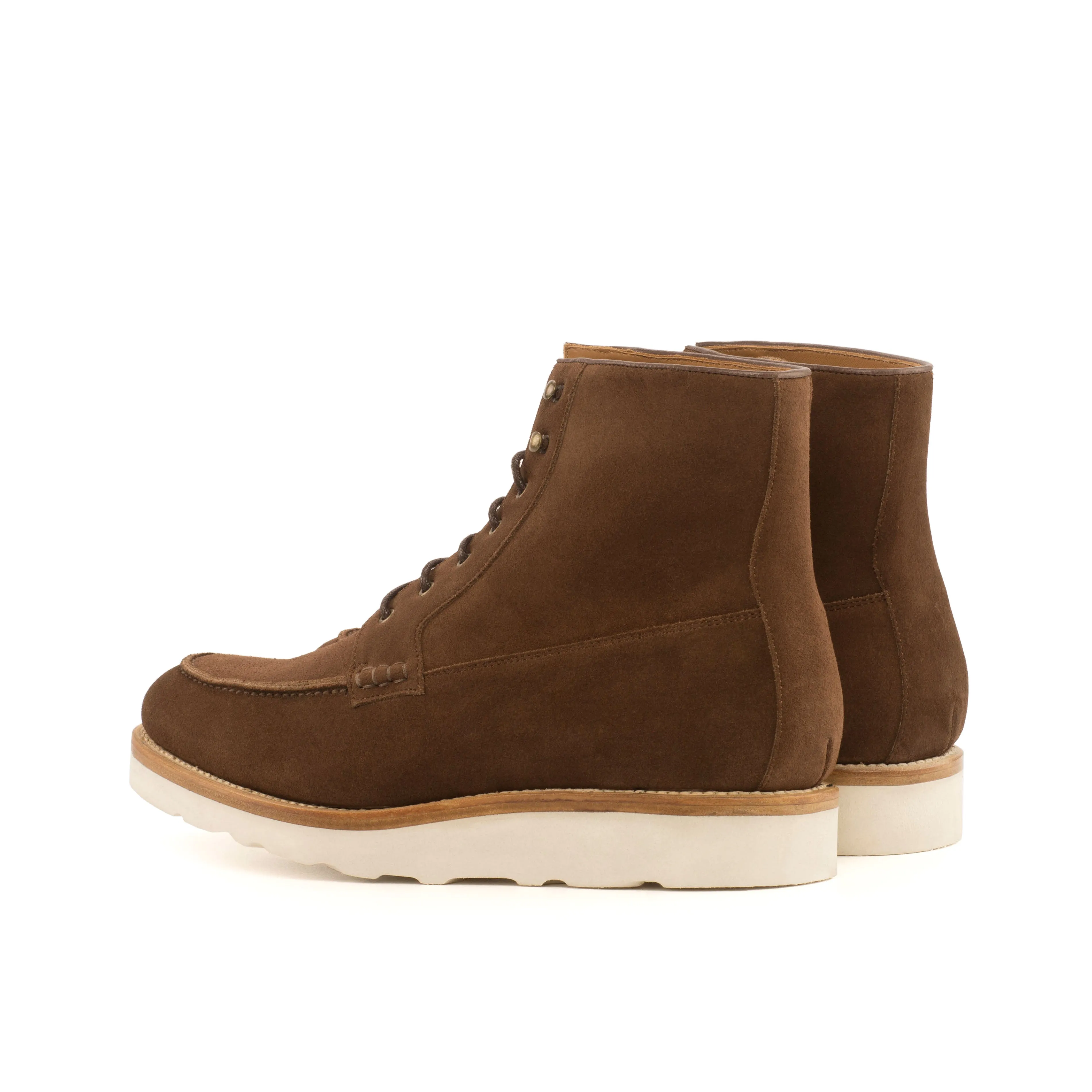 Brown Suede Moc-Toe Boots