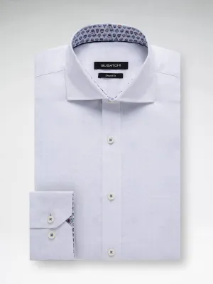 Bugatchi White Long Sleeved Tonal Solid Classic Fit Shirt