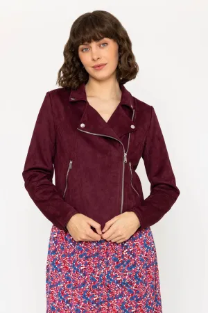 Burgundy Suede Biker Jacket