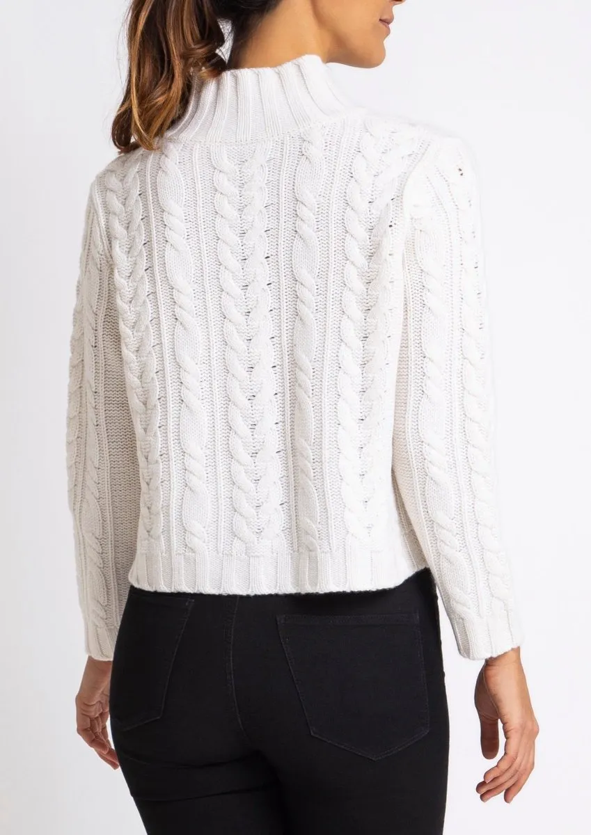 Cashmere Lauren Cable knit in Winter White