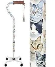 Cat Lovers: Supportive Designer Quad Base Cane - Comfort Grip