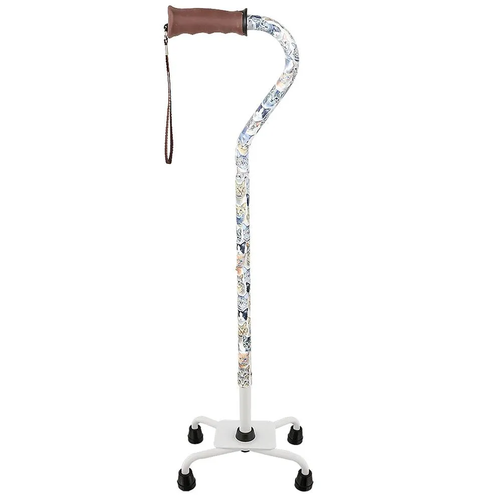 Cat Lovers: Supportive Designer Quad Base Cane - Comfort Grip