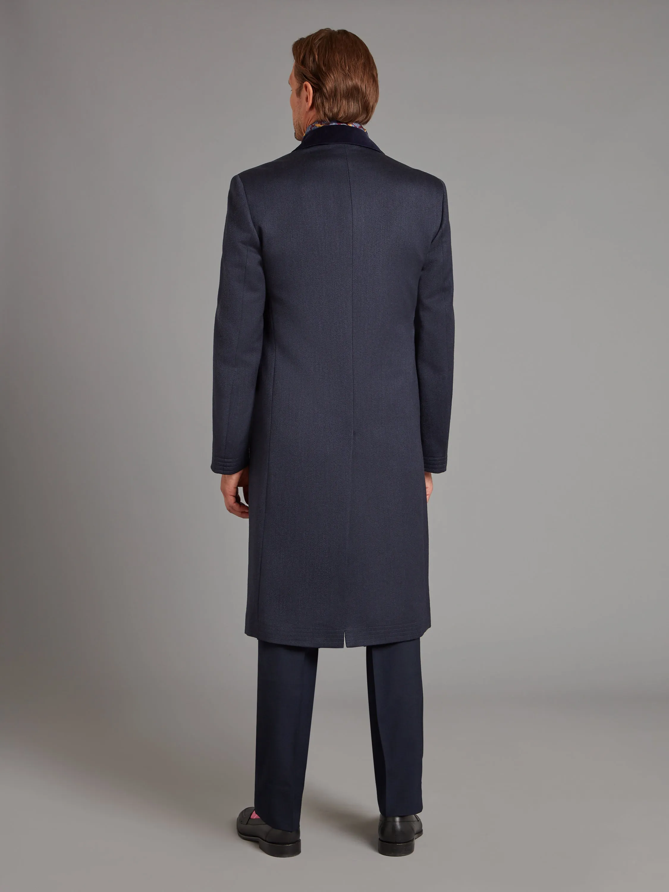 Covert Coat, Velvet Collar - Navy