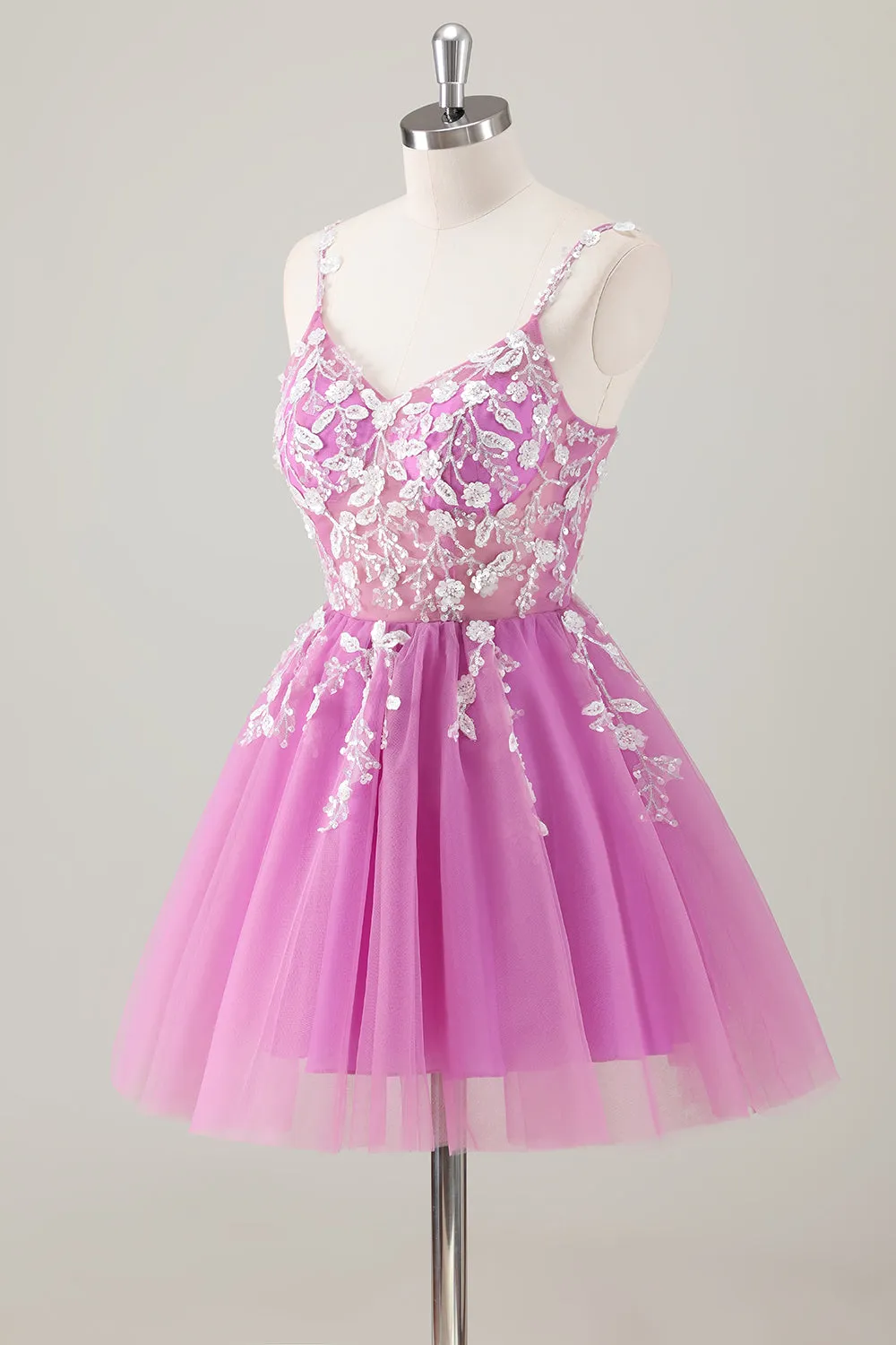 Cute A Line Blush Sequined Corset Homecoming Dress