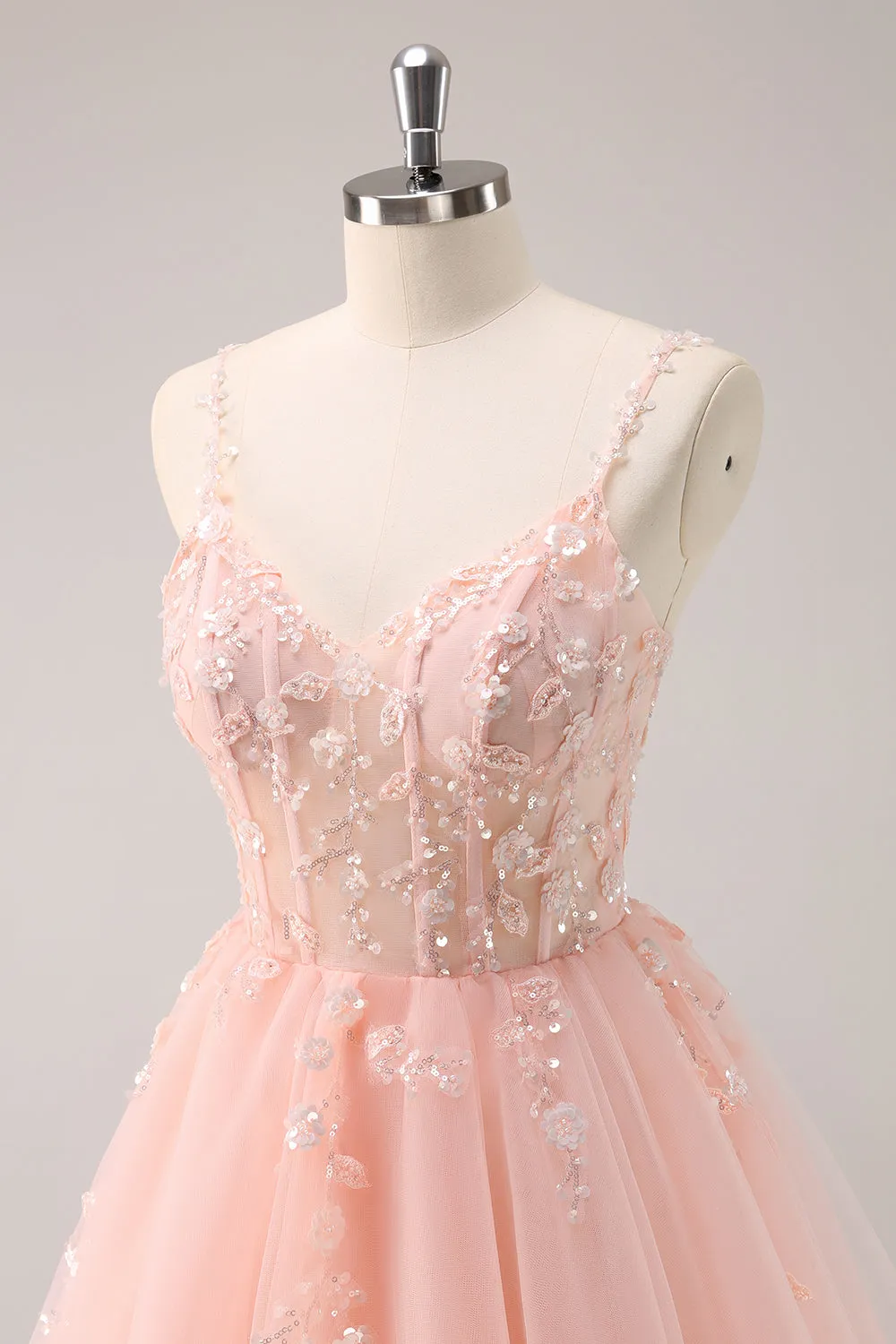 Cute A Line Blush Sequined Corset Homecoming Dress