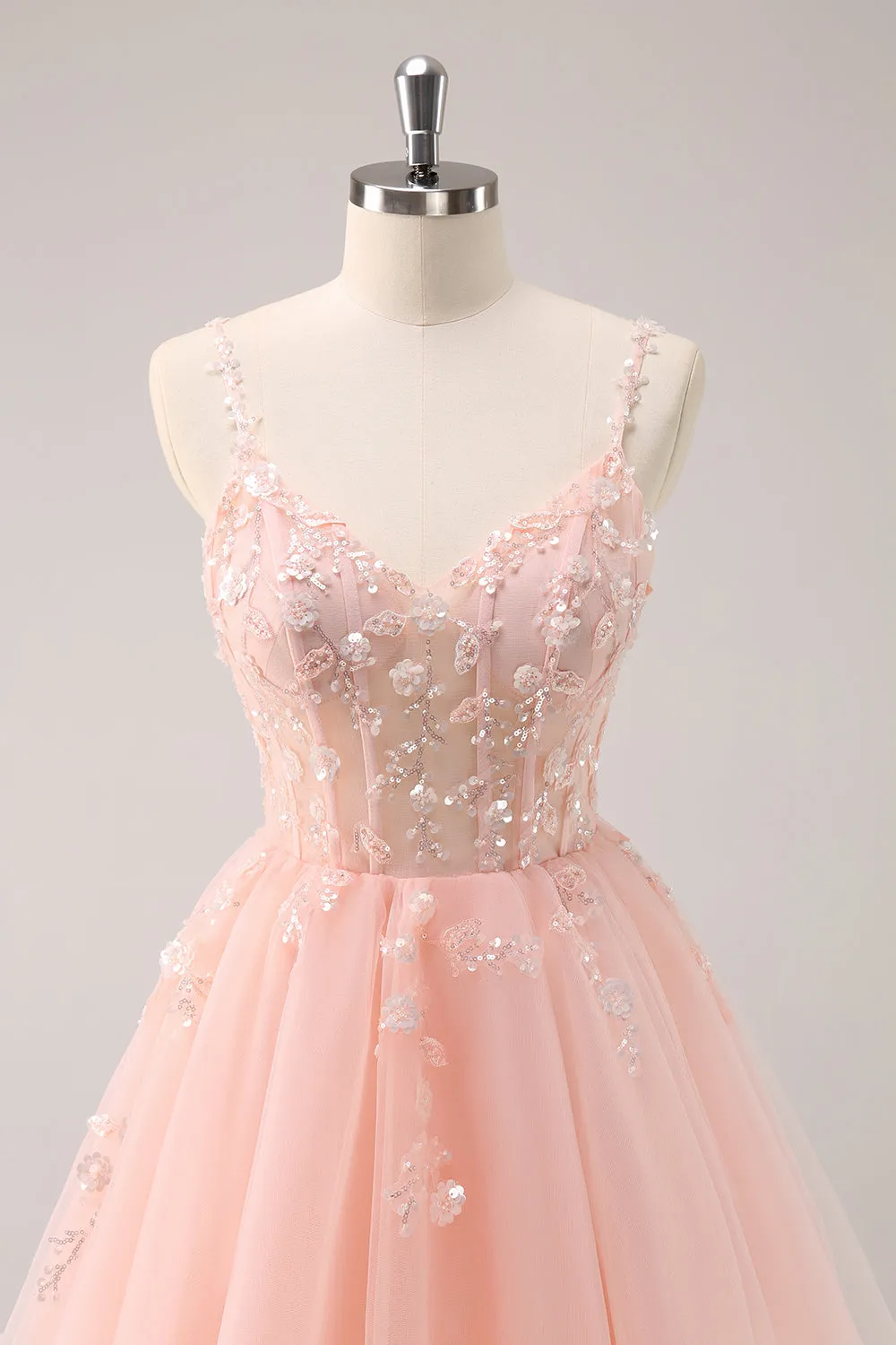 Cute A Line Blush Sequined Corset Homecoming Dress