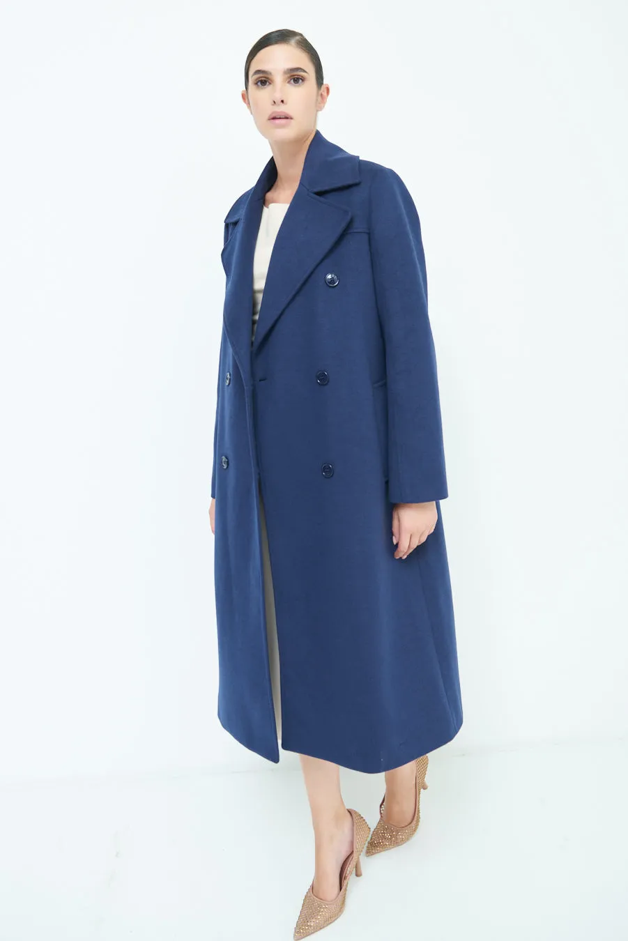 Double-breasted long coat wholesale