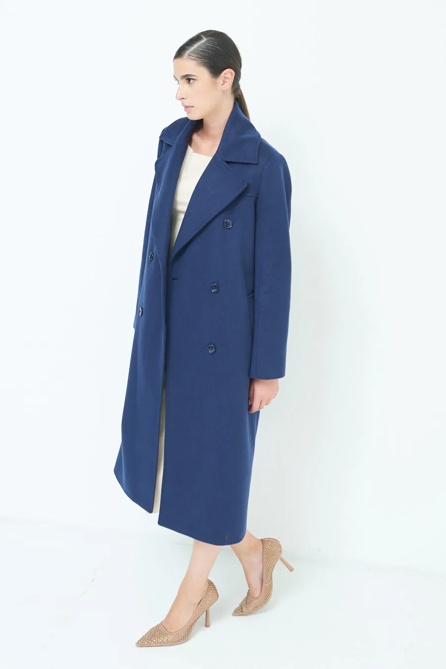 Double-breasted long coat wholesale