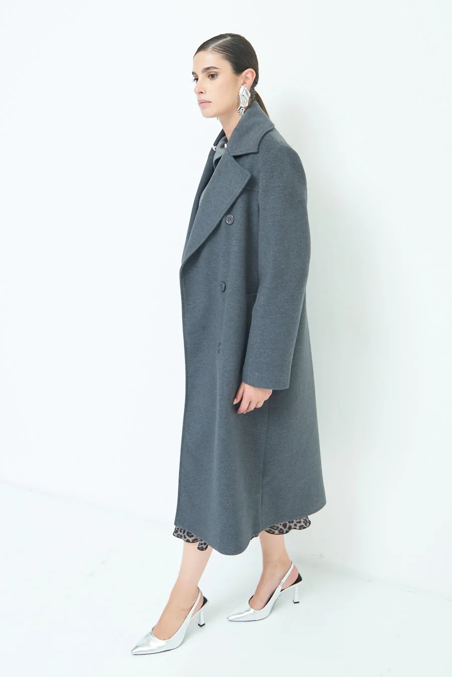 Double-breasted long coat wholesale