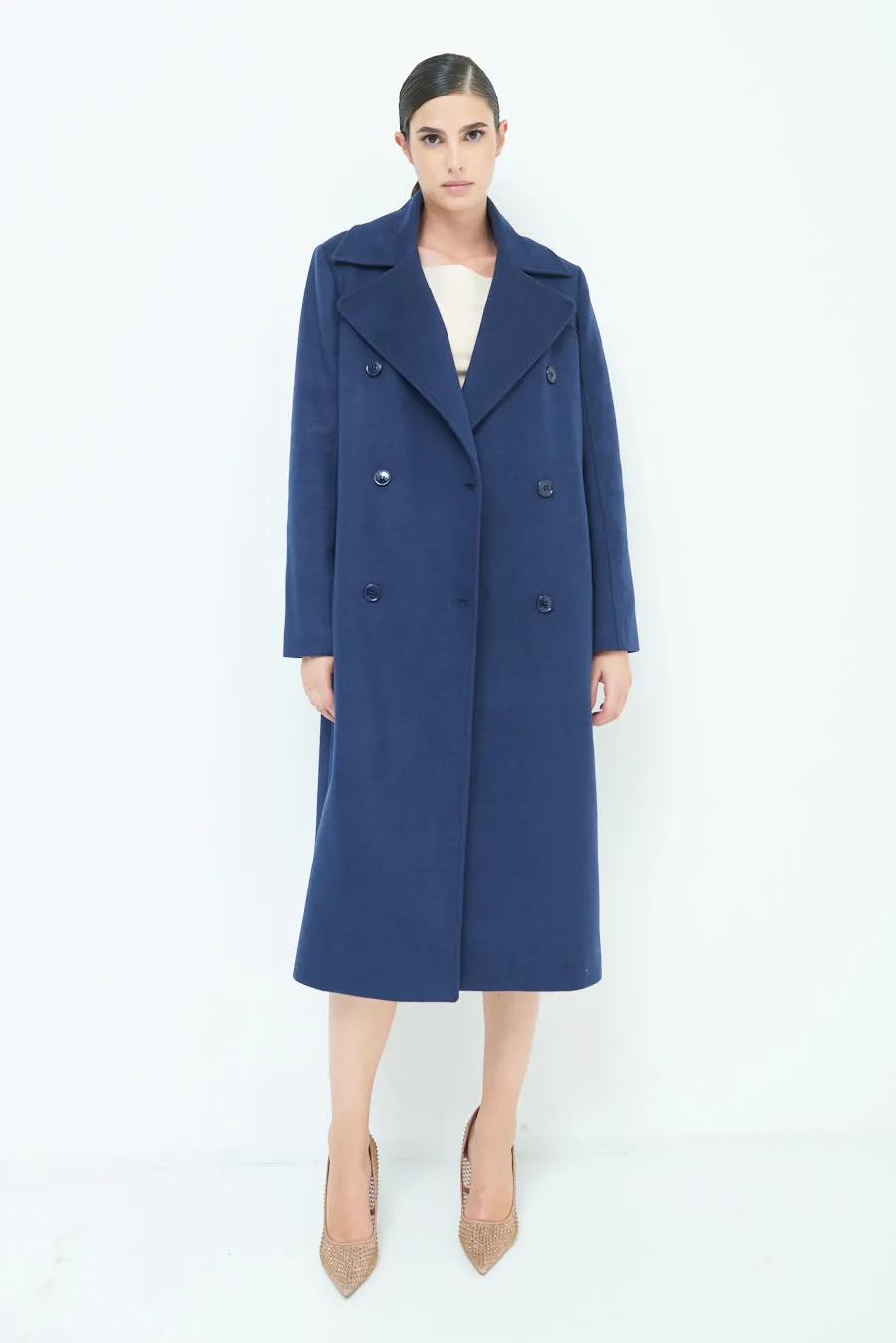 Double-breasted long coat wholesale