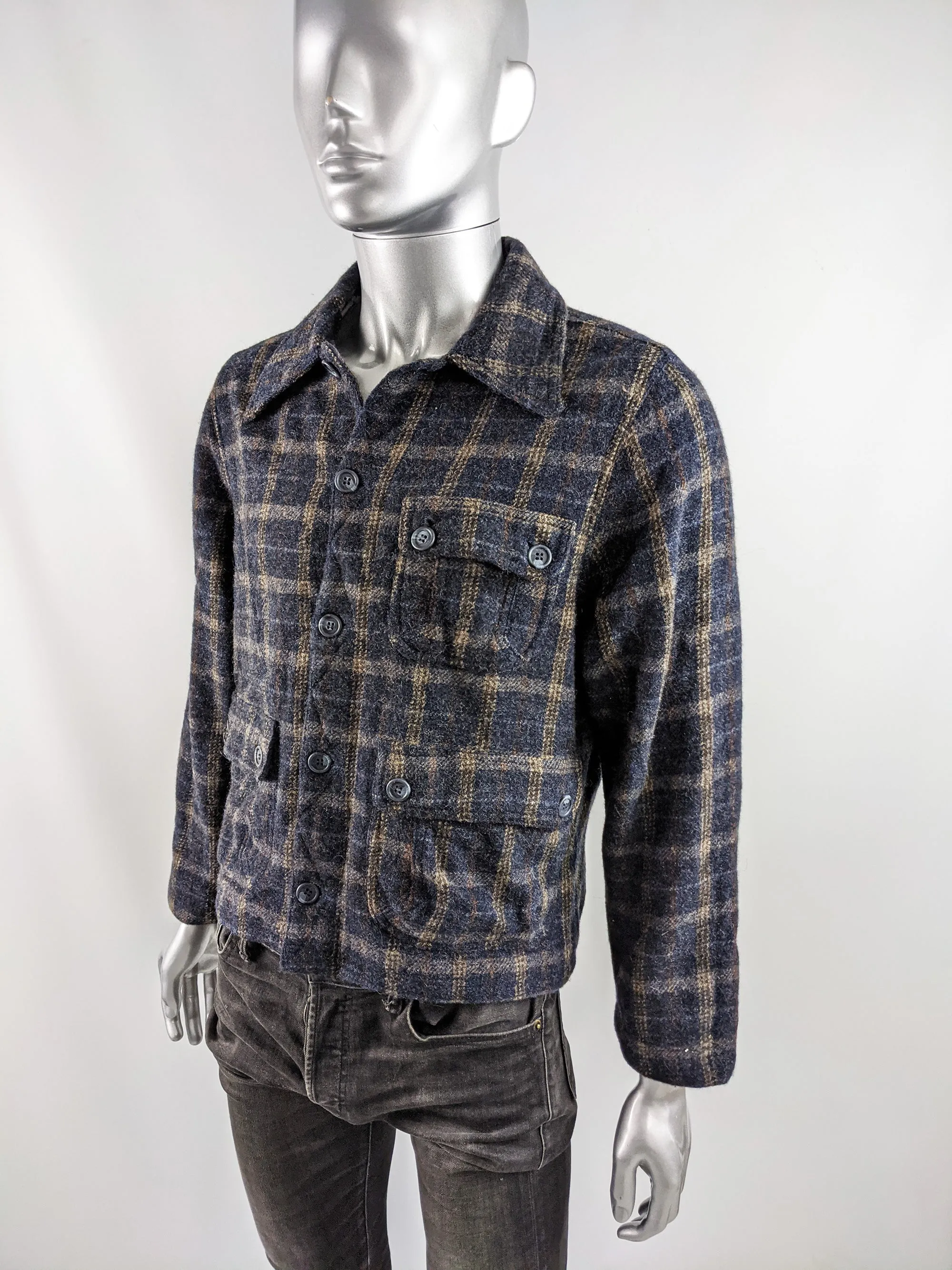 Duffer of St George Mens Wool Checked Jacket, 1980s