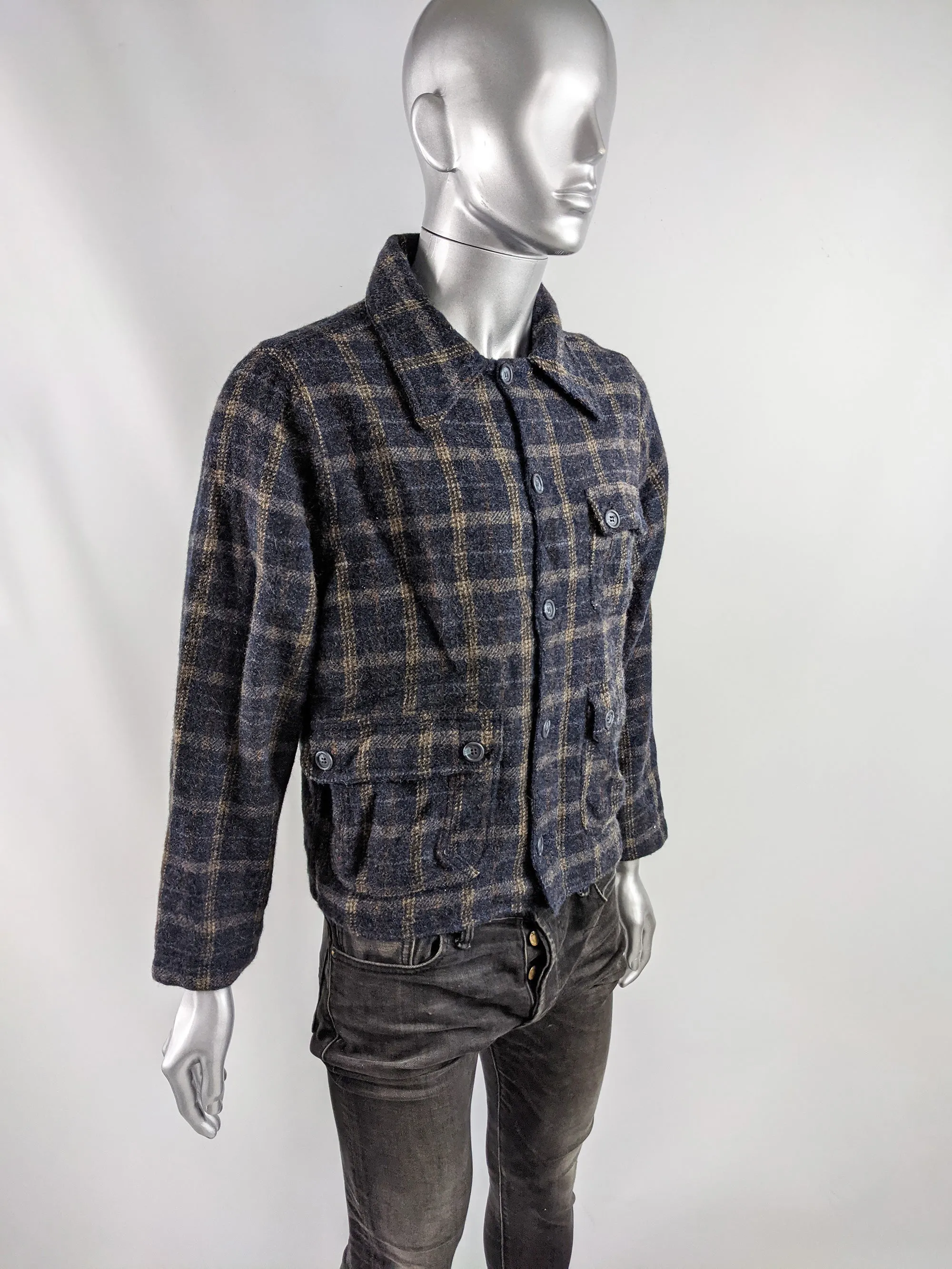 Duffer of St George Mens Wool Checked Jacket, 1980s