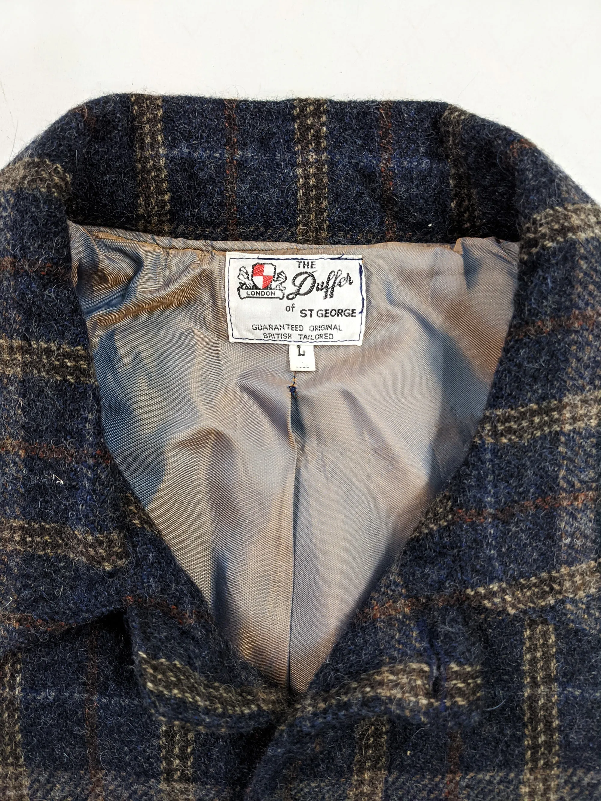 Duffer of St George Mens Wool Checked Jacket, 1980s