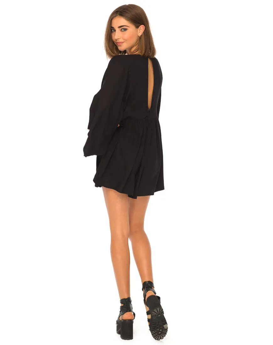 Eclipse Kimono Sleeve Playsuit in Black