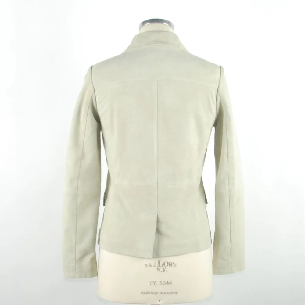 Emilio Romanelli "White Leather Women Jacket"