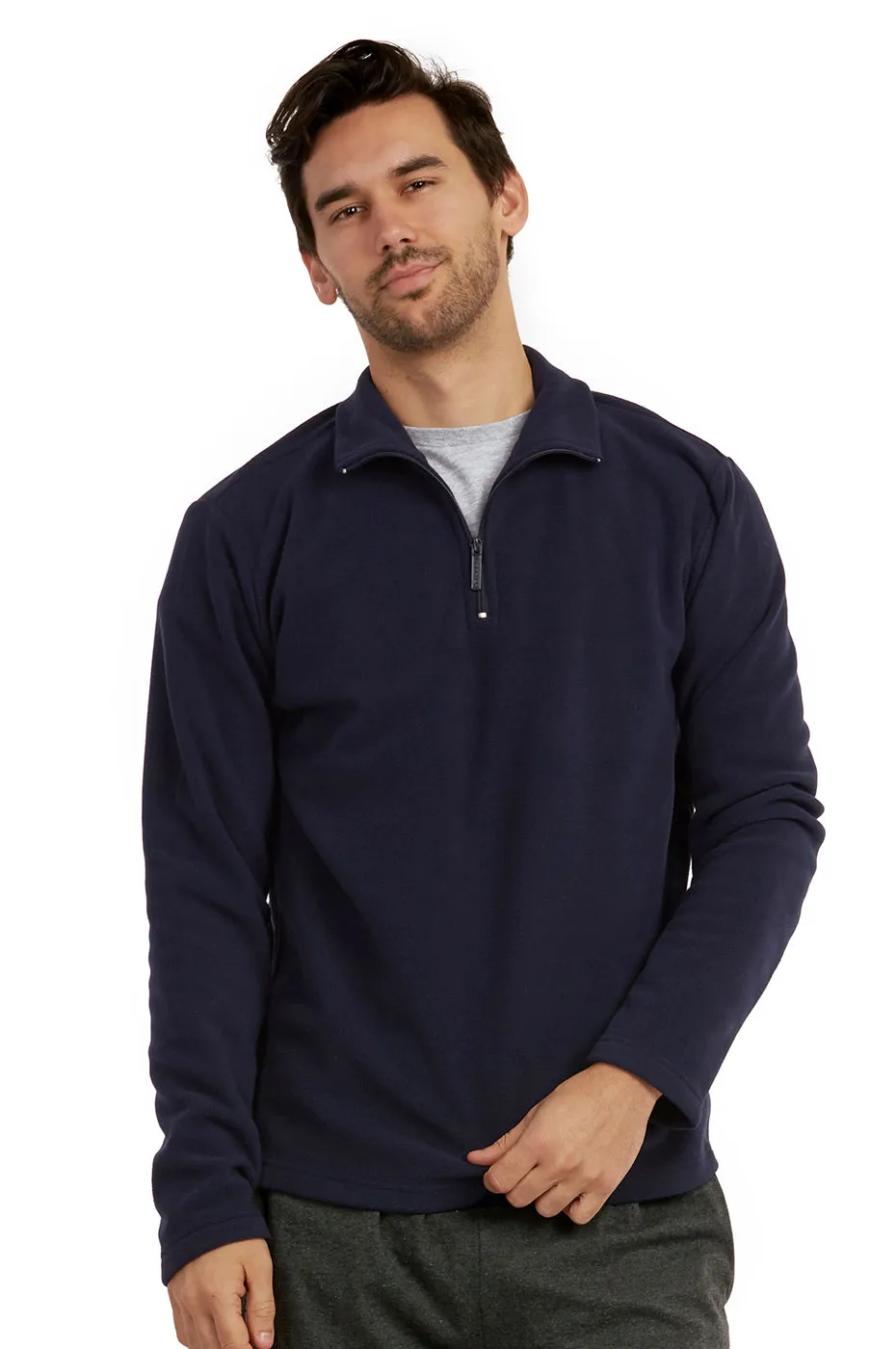 ET TU MEN'S POLAR FLEECE QUARTER PULLOVER (PF1000E_NAVY)