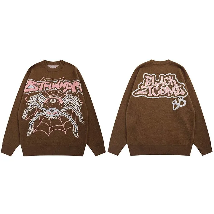 Evil Spider Graphic Knit Cotton Sweater