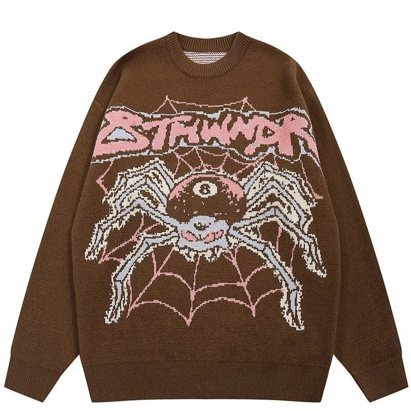 Evil Spider Graphic Knit Cotton Sweater