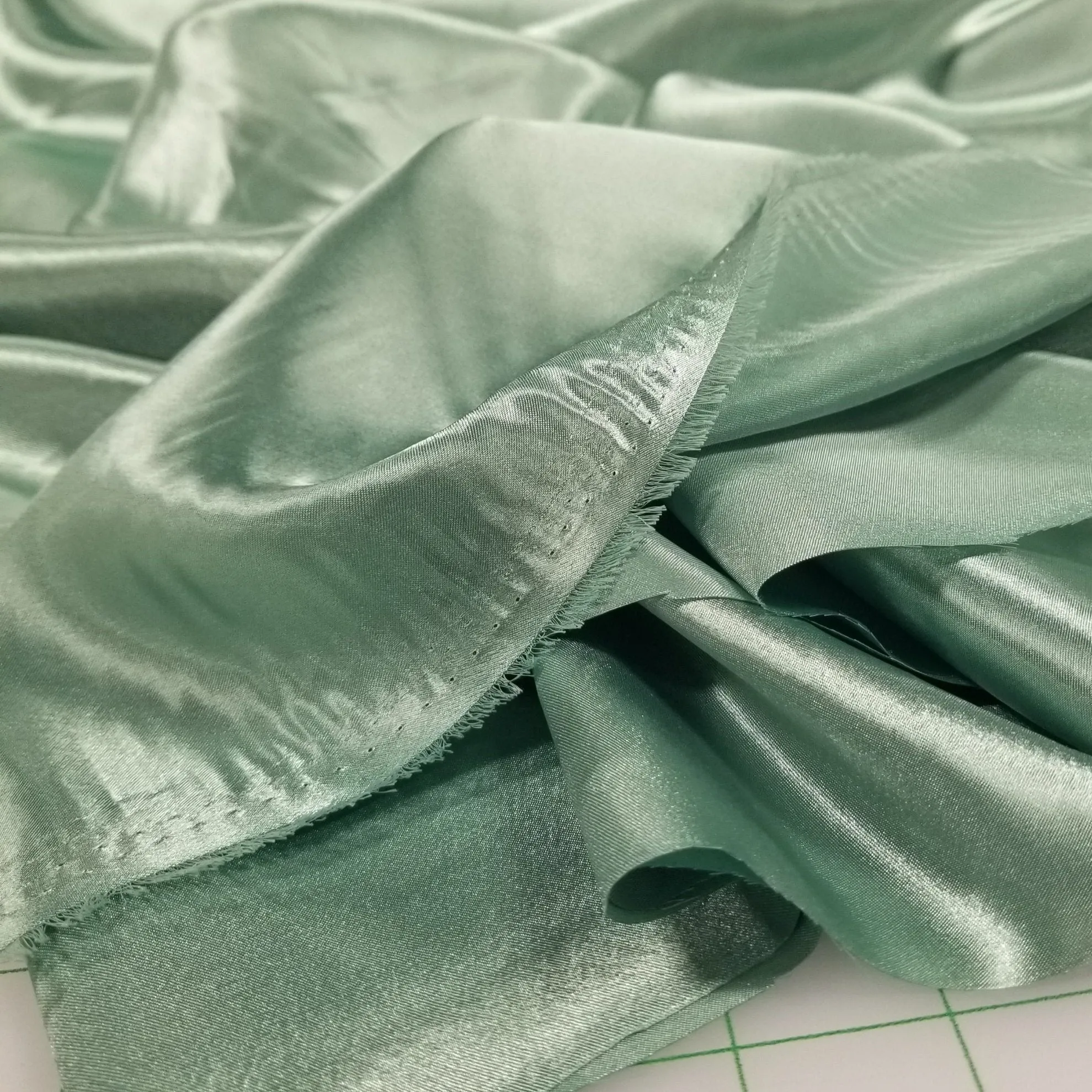 Fashion Fabric Satin Charmeuse Silky Green Solid Woven- by the  yard