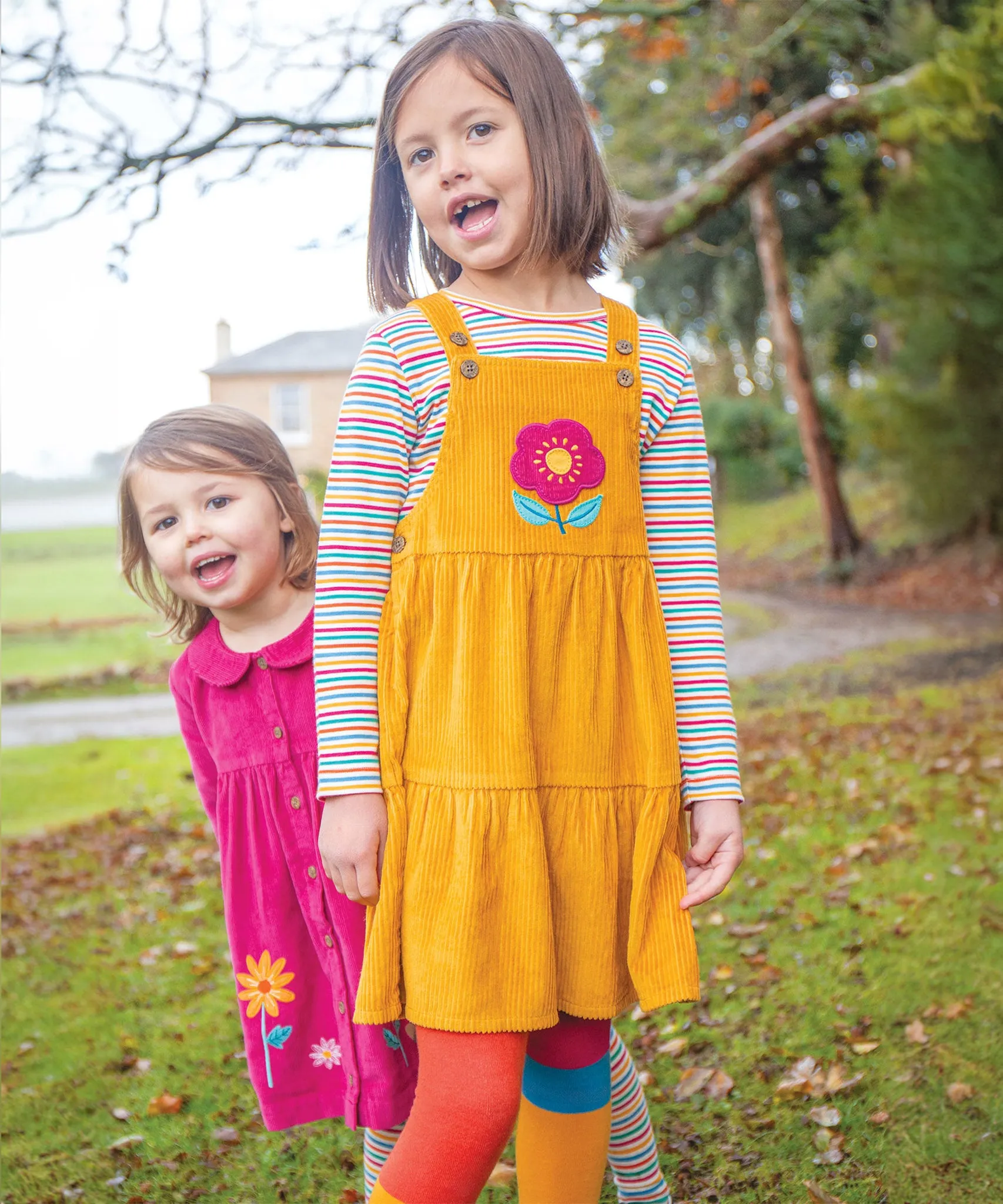 Frugi Michaela Pinafore Dress - Gold/Flower