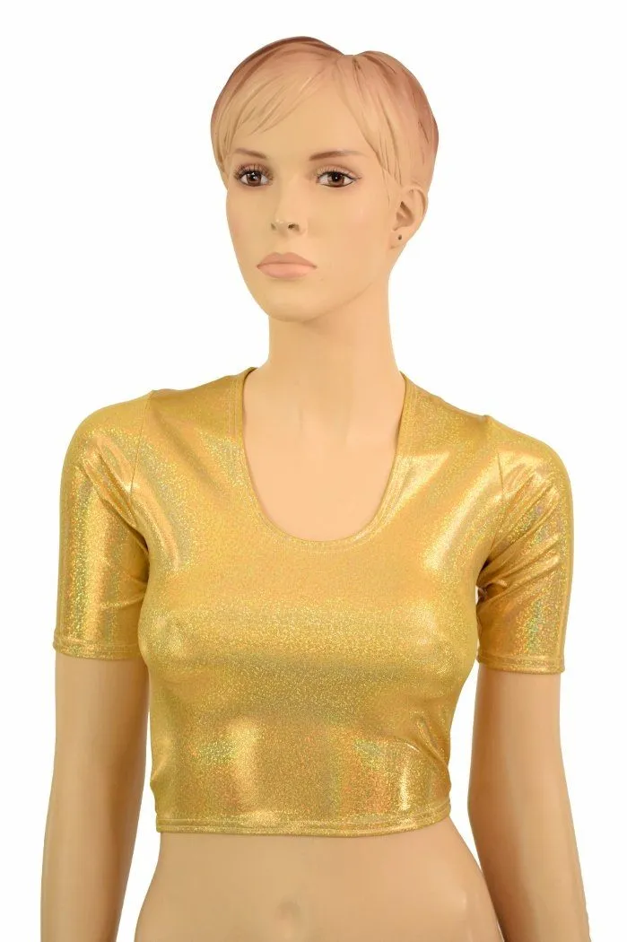 Gold Sparkly Jewel Crop Top