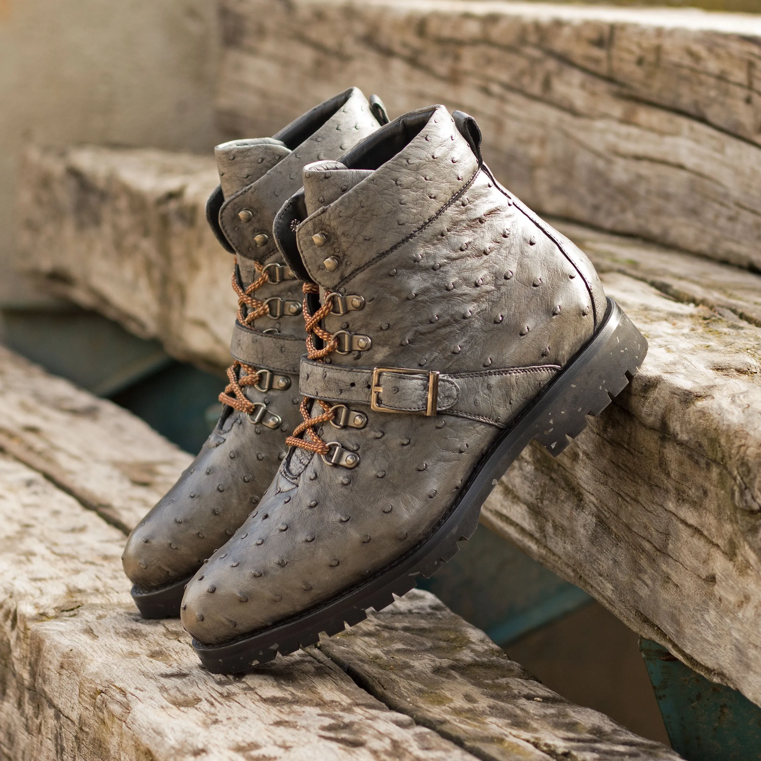 Grey Ostrich Hiking Boots