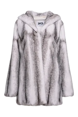 Hooded High-Low Swing Mid-Length Mink Fur Coat