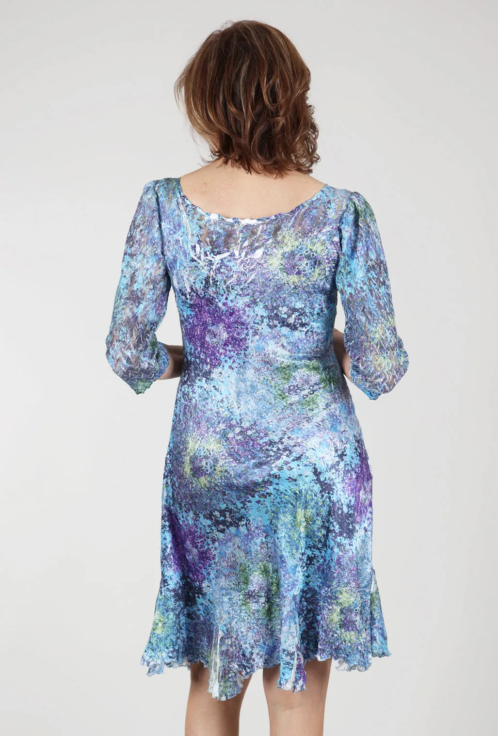 Ilsa Lace Neck Dress, Murano Glass Blue