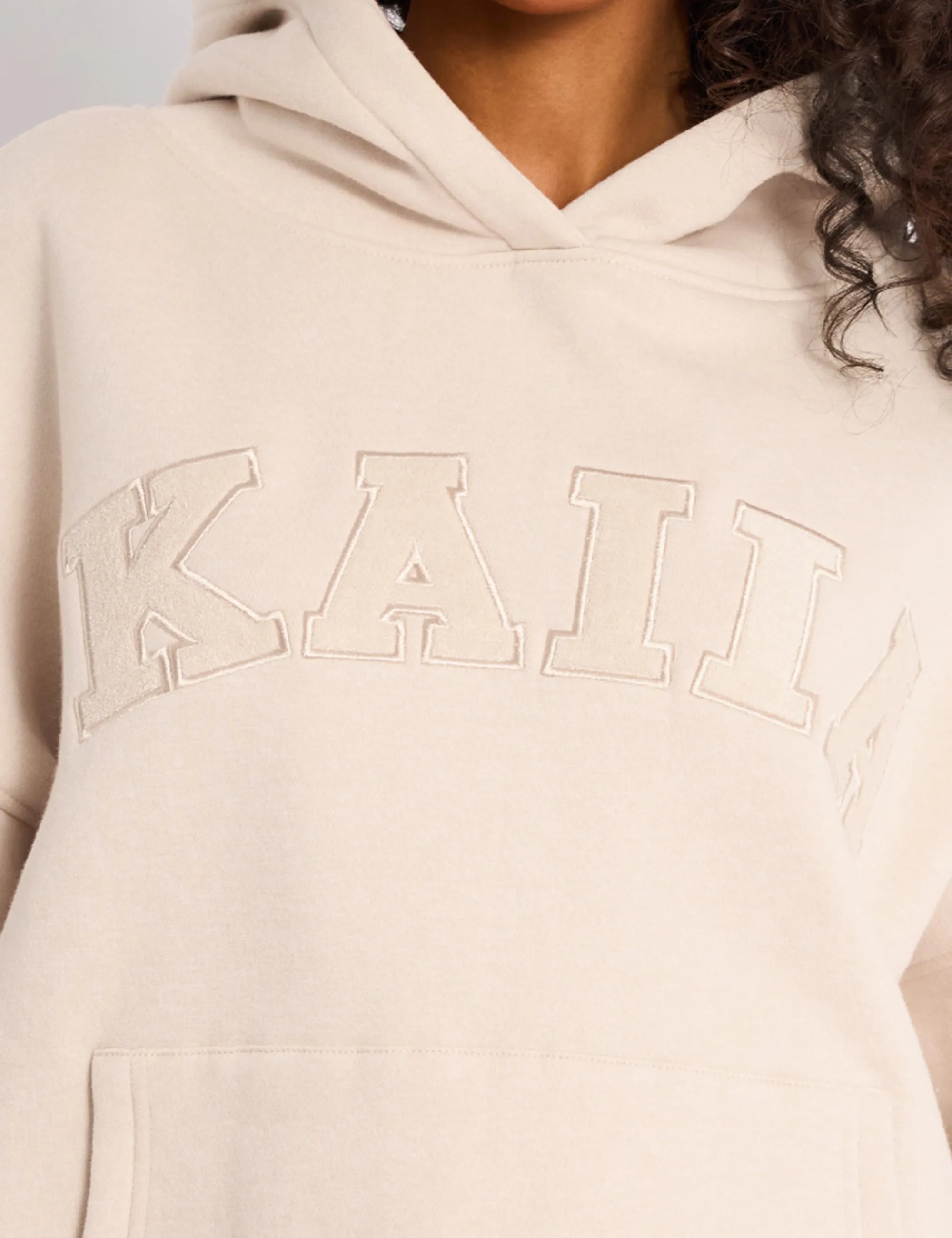 Kaiia Slogan Oversized Hoodie Cream