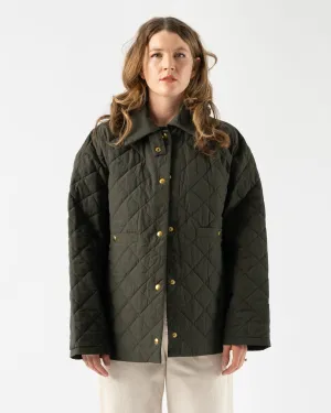 KASSL Long Taffeta Blouson Jacket in Dark Green