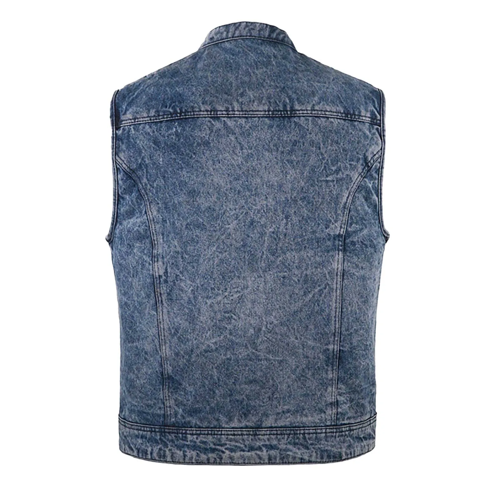 Leatherick Faded Denim Style Biker Vest