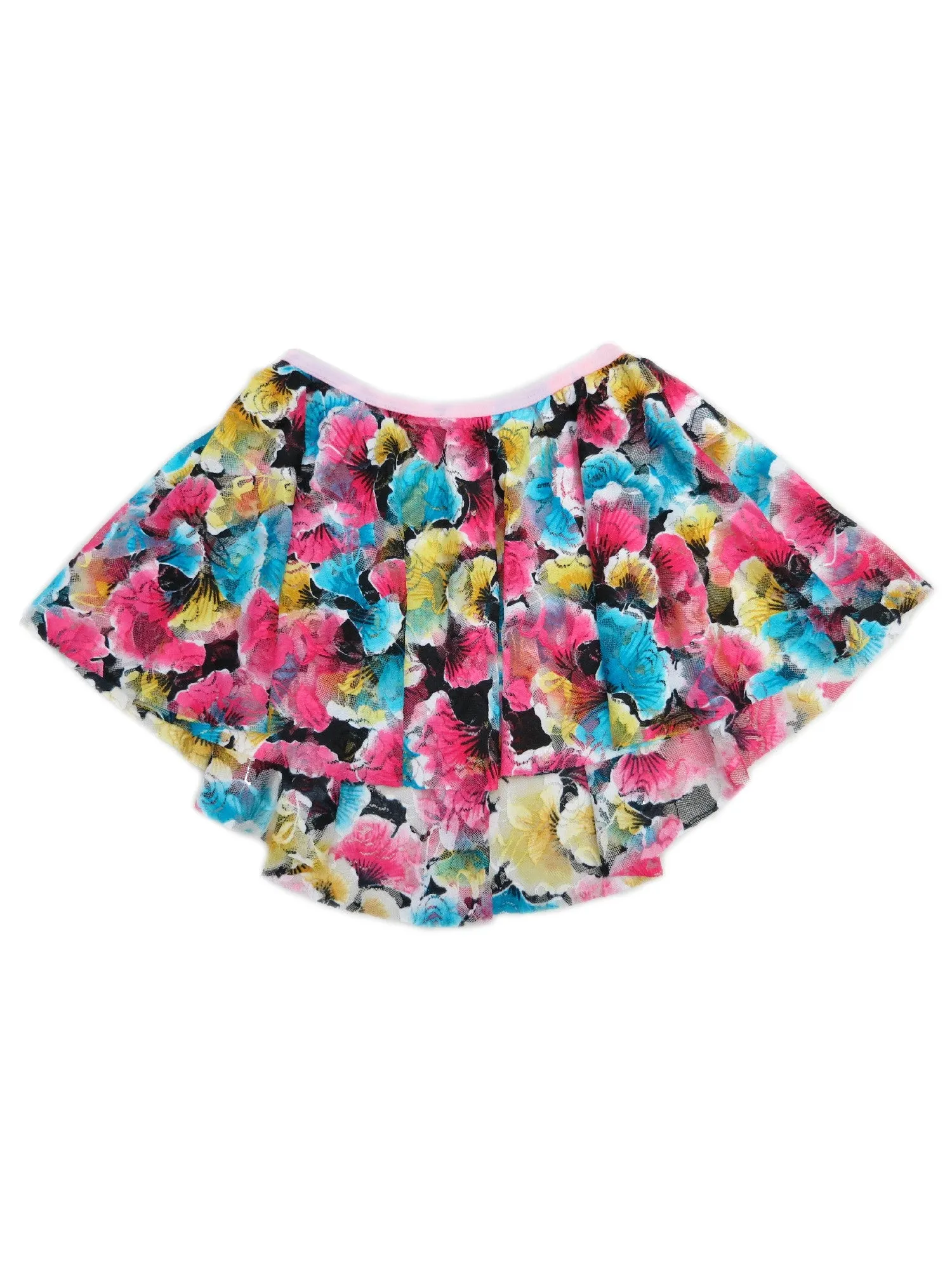 Little Girls Blue Yellow Hot Pink Lace Floral Hi Low Skirt 12M-6