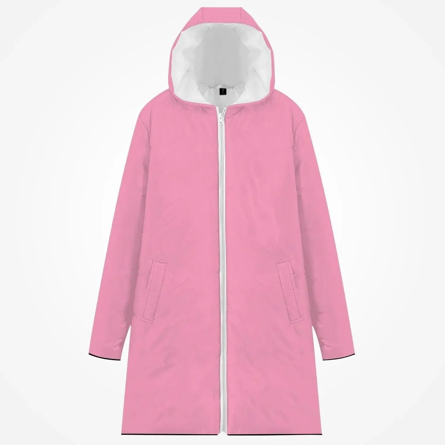 Long Rain Coat Cotton-pad Zipper-up Hoodie