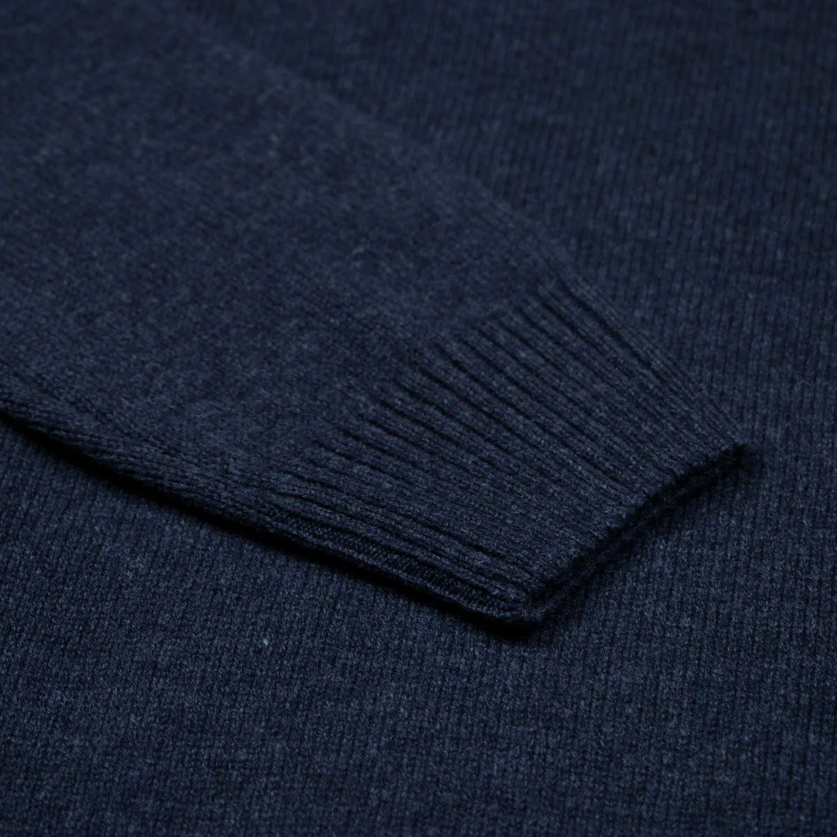 Navy Contrast Virgin Wool & Cashmere Zip Neck Sweater