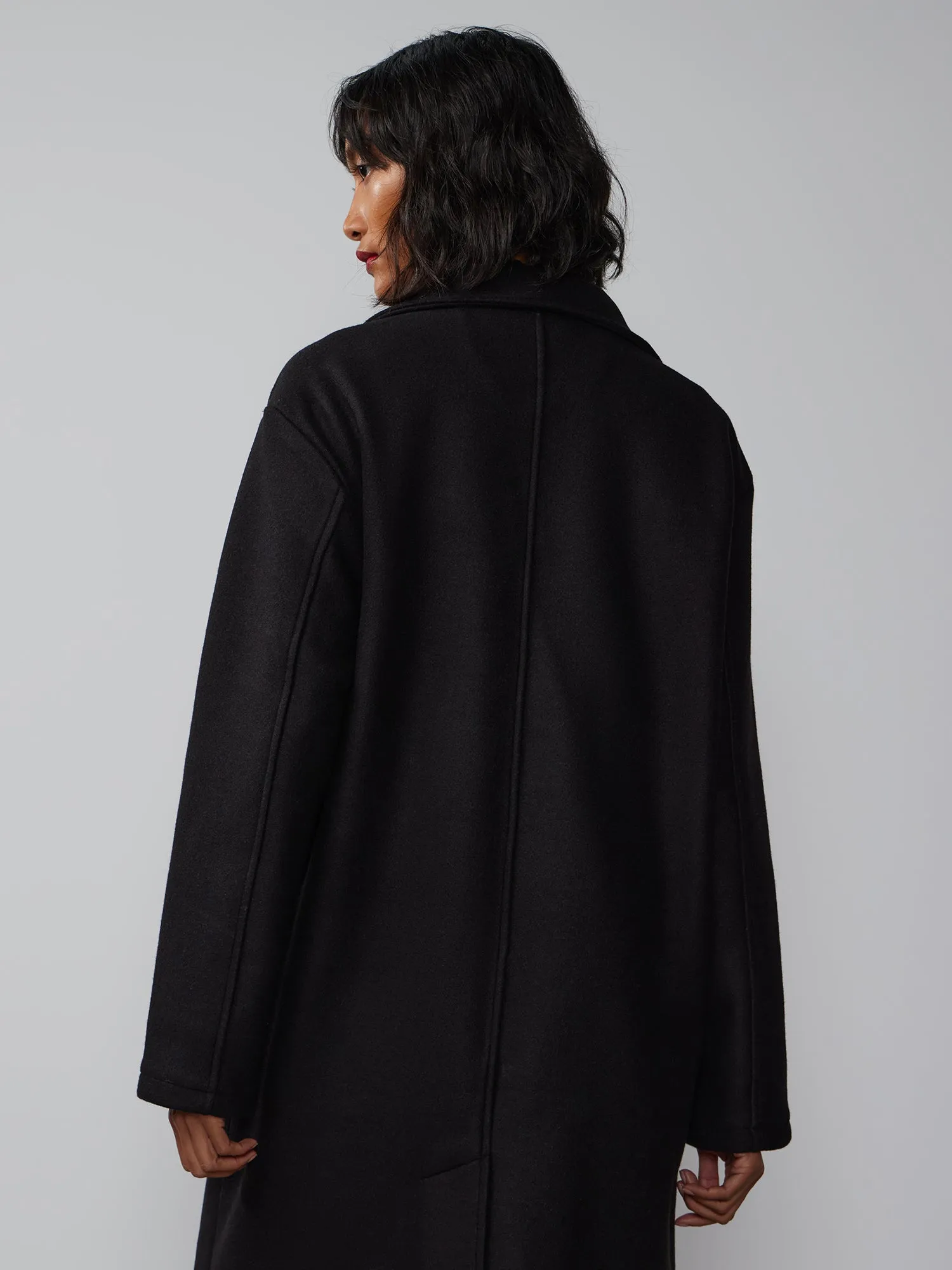 Oversized Notch Lapel Trench Coat