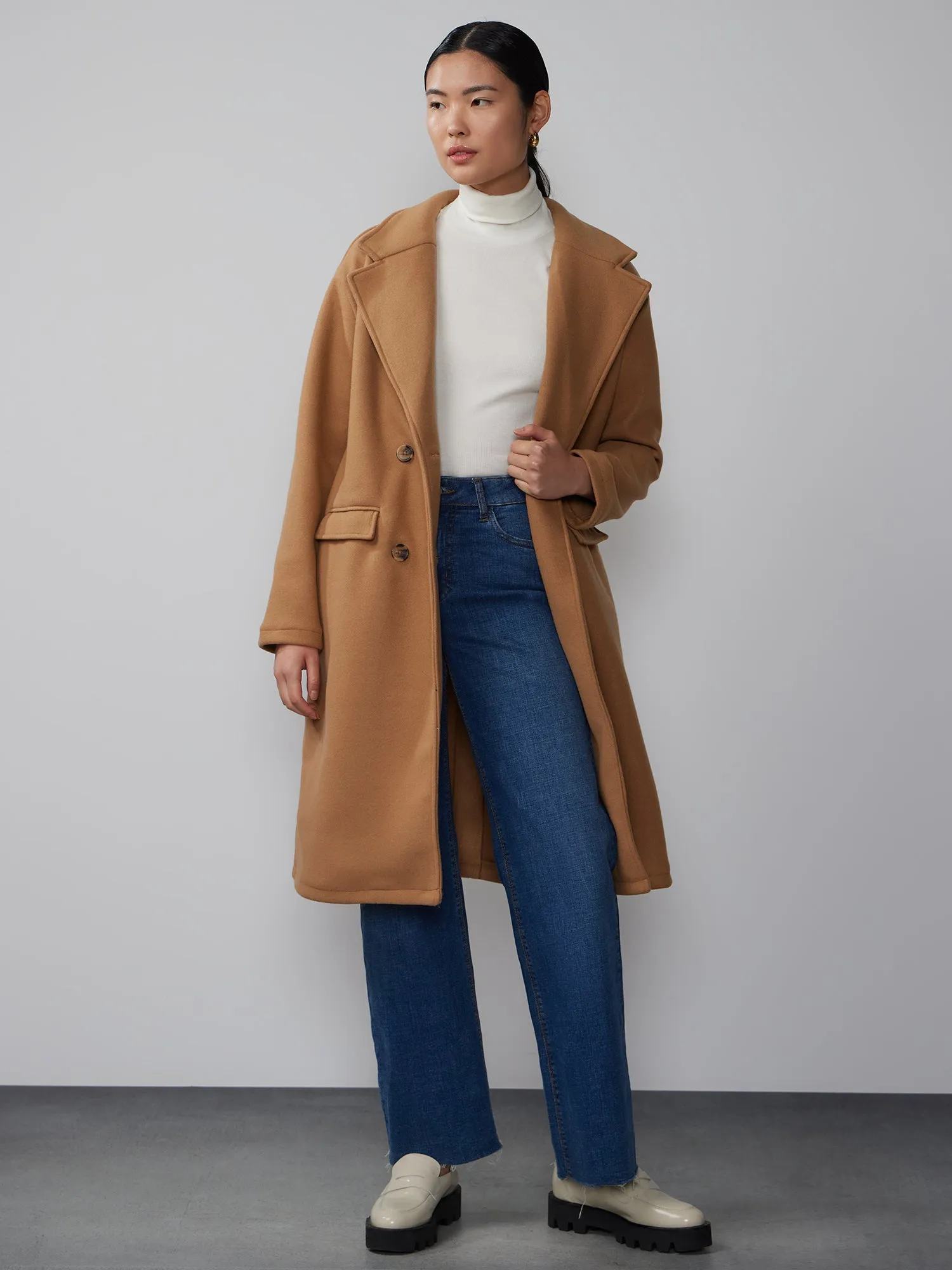 Oversized Notch Lapel Trench Coat