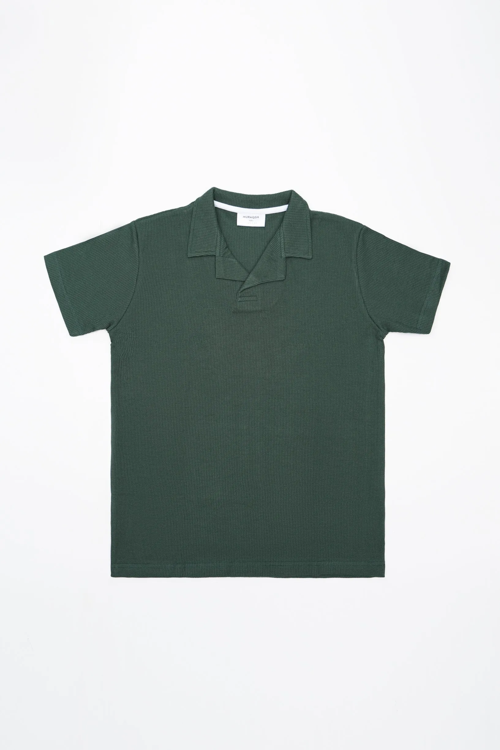 Pack of 3 Waffle Revere Polo Shirts - Bottle Green, Off White & Navy Blue