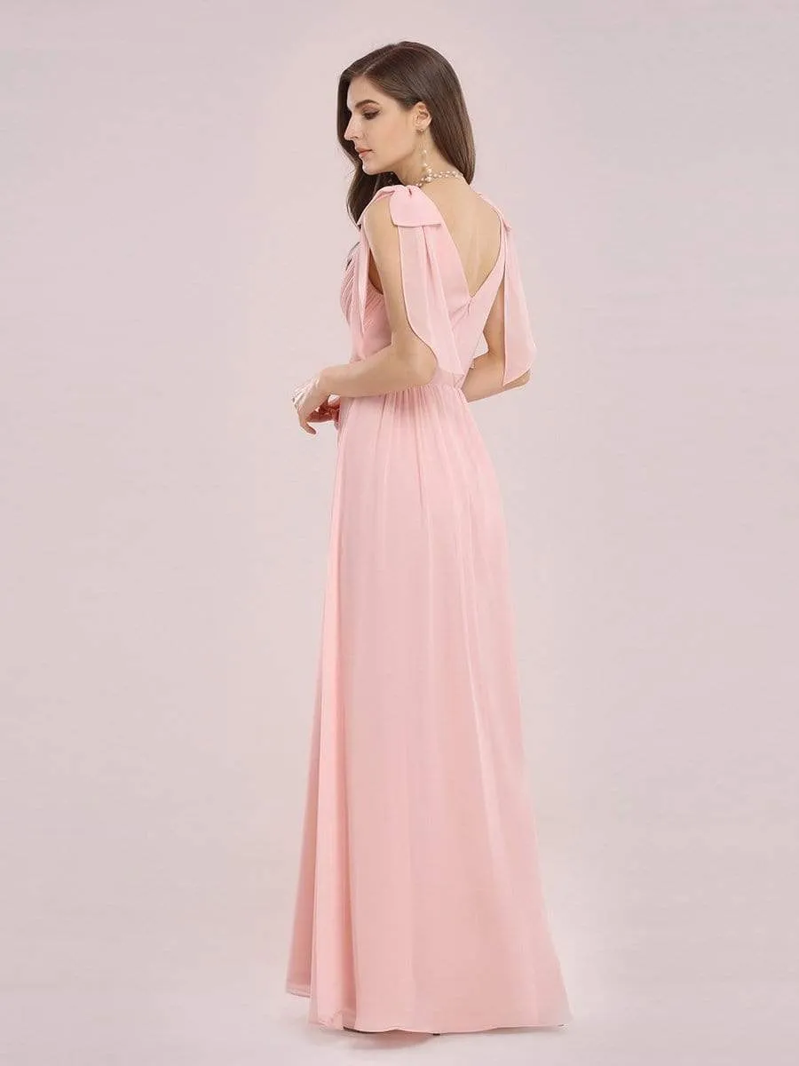 Romantic Sleek V Neck High Waist Chiffon Bridesmaid Dress