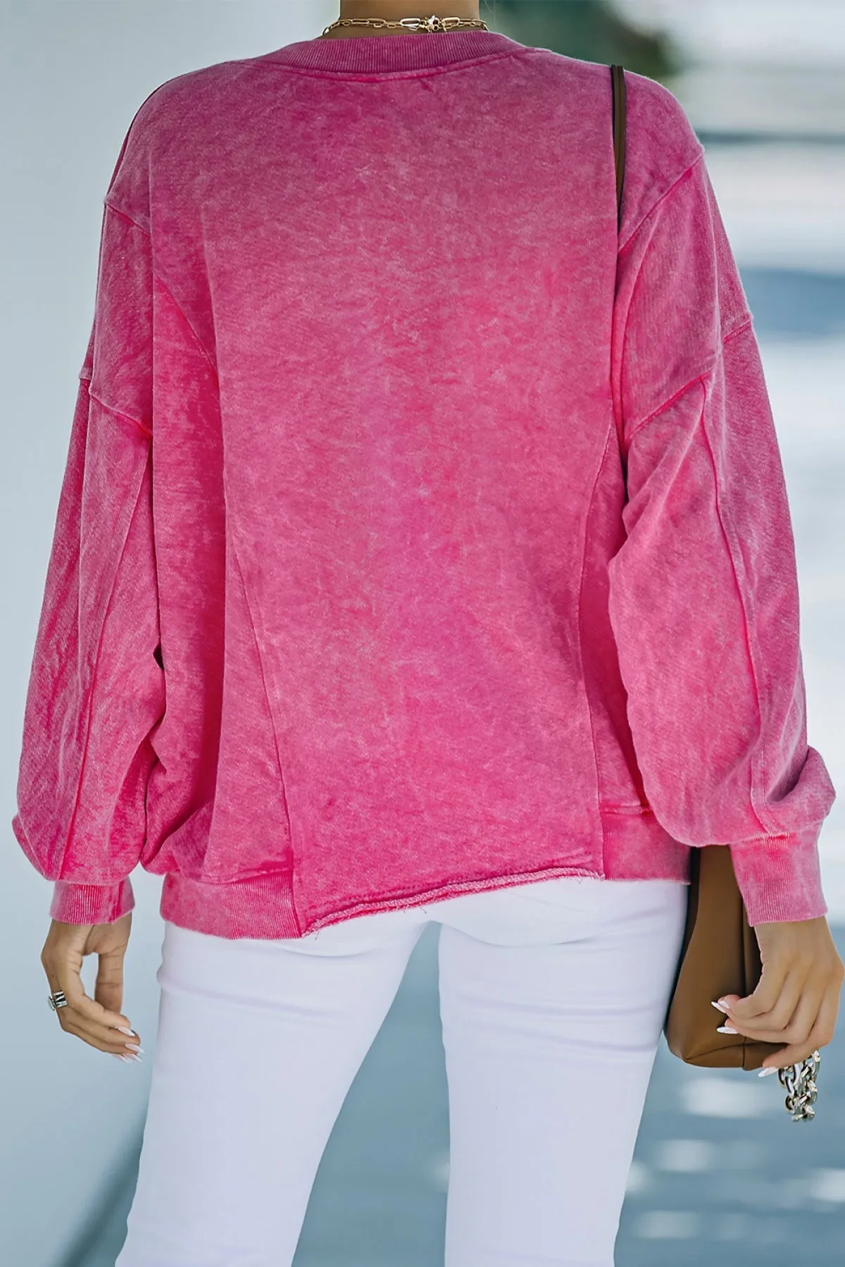 Rose Hello Weekend Graphic Mineral Wash Sweatshirt